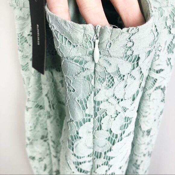 LULU’S | NEW Flirting with Desire Lace Bodycon Dress Blue Mint Women’s Size L - Picture 7 of 14